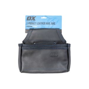 OX Trade Black Leather 2 Pocket Nail Bag OX-T265604