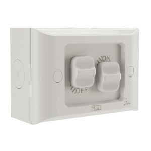 HPM RWL770/2MG 2 Gang Switch IP66 Surface Mount 16A Aqua RWL770/2MG