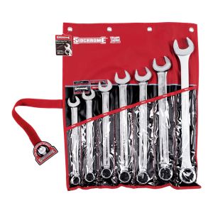 Sidchrome SCMT22209 7Pc Ring & Open End Spanner Set Metric Large Size 