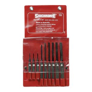 Sidchrome 9PC Long & Short Pin Punch Set SCMT27209