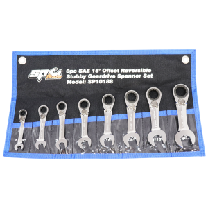SP Tools Gear Drive ROE Spanner Set - 15 Degree Offset Stubby - SAE - 8PC SP10188