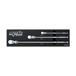 SP Tools 3PC 1/4", 3/8" & 1/2"Dr Long Sealed Flex Head Multi-Drive Ratchet Set SP29339