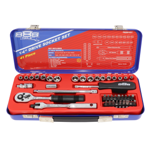 888 Tools SOCKET SET 1/4" DR 6PT METRIC/SAE 41PC T820101