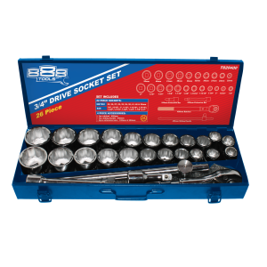 888 Tools SOCKET SET 26PC 12PT 3/4 DRIVE - METAL BOX T820400
