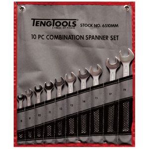 Teng 10PC 8MM-19MM Metric Combination Spanner Set W/Wallet TE-6510MM