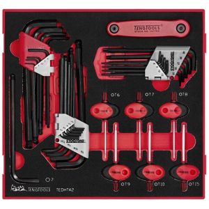 Teng 42PC Metric & AF Hex & TX Ball-End Key Set W/EVA Tray TE-TEDHT42