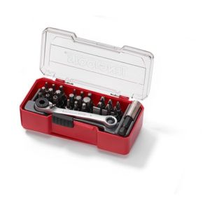 Teng 29PC Flat Phillips Pozi TX TPX Hex & Robertson Bits Set W/Belt Clip Tray TE-TJ1429
