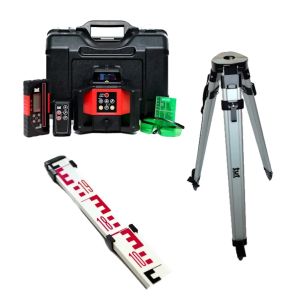TUF RHVP 208G Green Beam Rotation Laser Level Combo Kit with QR Flat Tripod and 3m E-Face Staff TUF-208G-KIT